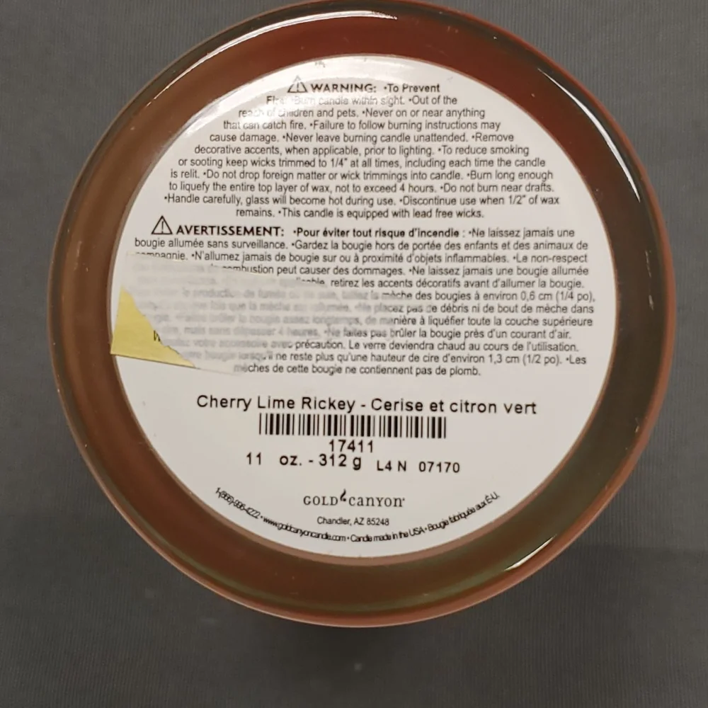 CHERRY LIME RICKEY Gold Canyon 11 oz Medium two wick‎ candle